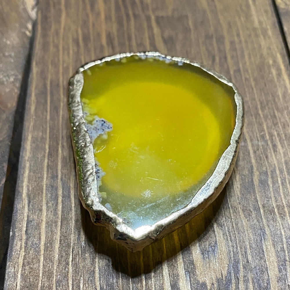Phone Grip Yellow Agate w/Gold Trim w/3M Strip and Expandable Grip on Back